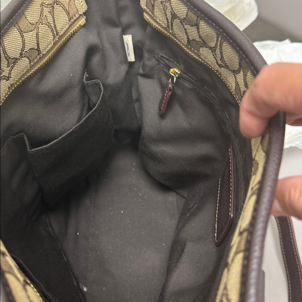 Coach Tan and Brown Signature Tote - Picture 10 of 12